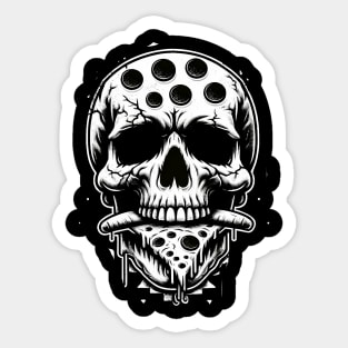 Skull Eating Pizza Sticker